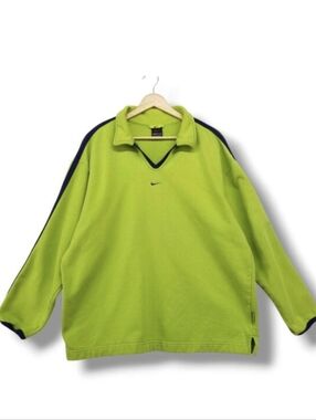 Vintage Y2K Nike Sideline Skipper Sweatshirt XL Green Navy Center Swoosh 00's‎